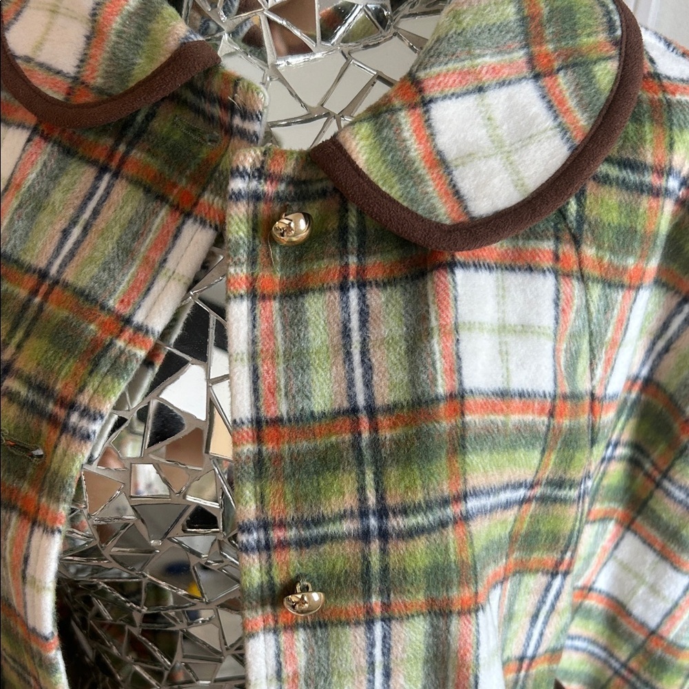 Janie and Jack Plaid Cape - Green, Orange, Brown - Picture 3 of 10
